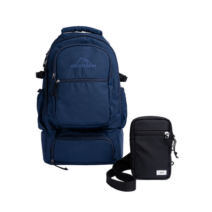 Kit embarque Shoulder preta e mochila alfa azul alfa preta shoulder allcatrazes