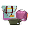 Kit Aerolook - Tote Brasco + Pochete Minuano, Azul Respiro e Verde Araucária, Nécessaire Hotel Rosa da Allcatrazes