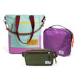 Kit Aerolook - Tote Brasco + Pochete Minuano, Azul Respiro e Verde Araucária, Nécessaire Hotel Roxa da Allcatrazes
