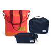 Kit Aerolook - Tote Brasco + Pochete Minuano, Coral Esquina e Azul Aurora, Nécessaire Hotel Azul Aurora da Allcatrazes