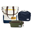 Kit Aerolook - Tote Brasco + Pochete Minuano, Off White Encontro e Verde Araucária, Nécessaire Hotel Azul Aurora da Allcatrazes