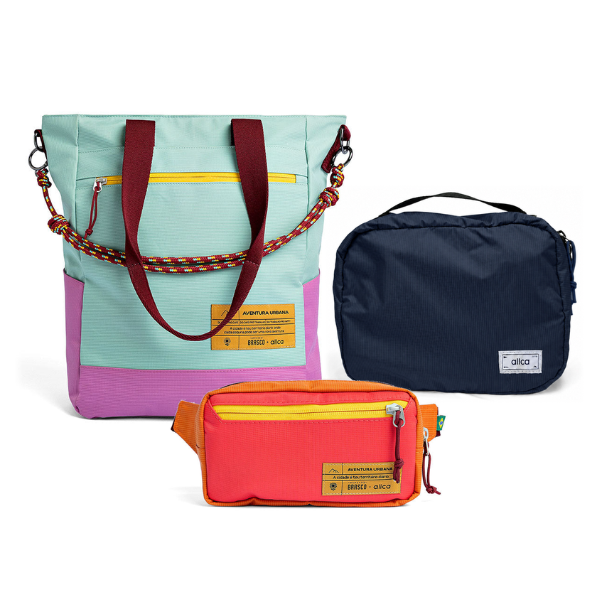 Kit Aerolook - Brasco, Azul Respiro e Coral Esquina, Nécessaire Hotel Azul Aurora da Allcatrazes