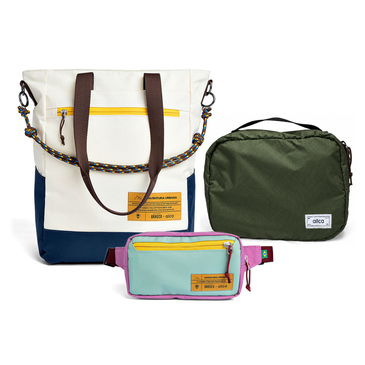 Kit Aerolook - Brasco, Off White Encontro e Azul Respiro, Nécessaire Hotel Verde Araucária da Allcatrazes