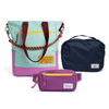 Kit Aerolook - Tote Brasco + Pochete The Summer Hunter, Azul Respiro e Roxo Viagem, Nécessaire Hotel Azul Aurora da Allcatrazes