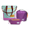 Kit Aerolook - Tote Brasco + Pochete The Summer Hunter, Azul Respiro e Roxo Viagem, Nécessaire Hotel Roxa da Allcatrazes