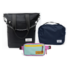Kit Aerolook - Tote Eclipse + Pochete Brasco, Preto Infinito e Azul Respiro, Nécessaire Hotel Azul Aurora da Allcatrazes