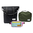 Kit Aerolook - Tote Eclipse + Pochete Brasco, Preto Infinito e Azul Respiro, Nécessaire Hotel Verde Araucária da Allcatrazes
