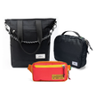 Kit Aerolook com Tote Eclipse e Pochete Brasco, Preto Infinito e Coral Esquina, com Nécessaire Hotel preta da Allcatrazes