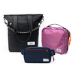 Kit Aerolook - Tote Eclipse + Pochete Minuano, Preto Infinito e Azul Aurora, Nécessaire Hotel Rosa da Allcatrazes