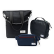 Kit Aerolook com Tote Eclipse e Pochete Minuano, Preto Infinito e Azul Aurora, com Nécessaire Hotel preta da Allcatrazes
