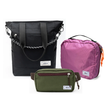 Kit Aerolook - Tote Eclipse + Pochete Minuano, Preto Infinito e Verde Araucária, Nécessaire Hotel Rosa da Allcatrazes