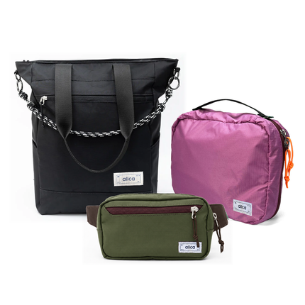 Kit Aerolook - Tote Eclipse + Pochete Minuano, Preto Infinito e Verde Araucária, Nécessaire Hotel Rosa da Allcatrazes