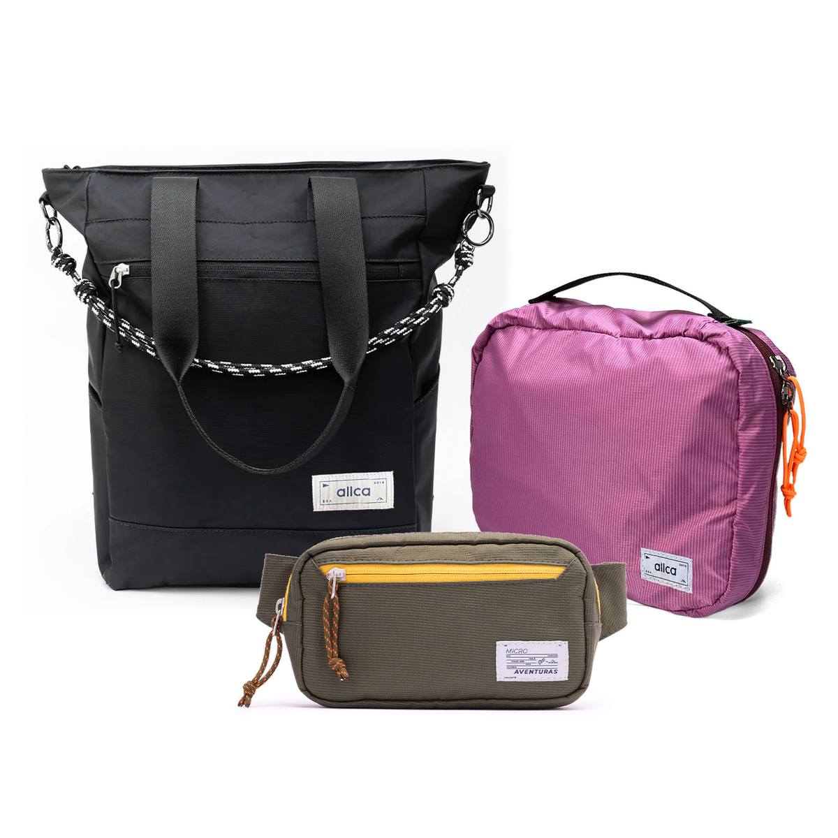Kit Aerolook - Tote Eclipse + Pochete The Summer Hunter, Preto Infinito e Verde Cachoeira, Nécessaire Hotel Rosa da Allcatrazes