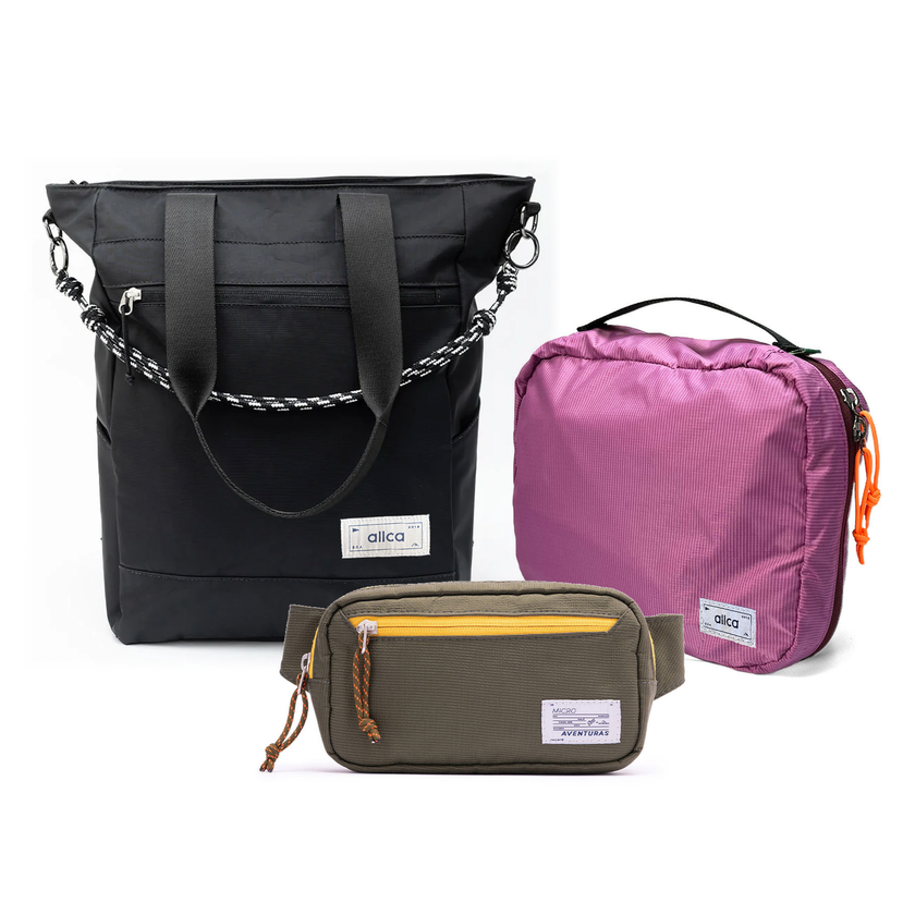 Kit Aerolook - Tote Eclipse + Pochete The Summer Hunter, Preto Infinito e Verde Cachoeira, Nécessaire Hotel Rosa da Allcatrazes