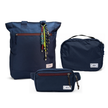 Kit Aerolook Minuano com Tote Azul Aurora com charm, Pochete Azul Aurora e Nécessaire Hotel Azul Aurora da Allcatrazes