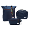 Kit Aerolook Minuano com Tote Azul Aurora com charm, Pochete Azul Aurora e Nécessaire Hotel Azul Aurora da Allcatrazes