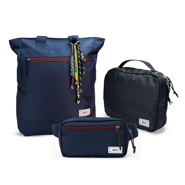 Kit Aerolook com Minuano, Azul Aurora e Azul Aurora, com Nécessaire Hotel preta da Allcatrazes