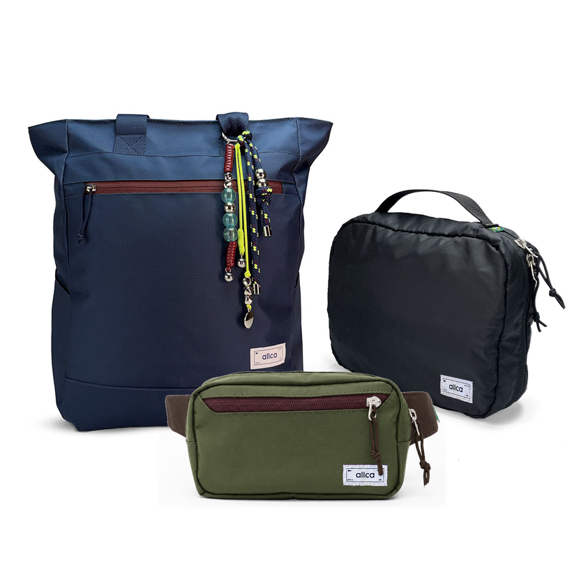 Kit Aerolook com Minuano, Azul Aurora e Verde Araucária, com Nécessaire Hotel preta da Allcatrazes