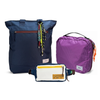 Kit Aerolook - Tote Minuano + Pochete Brasco, Azul Aurora e Off White Encontro, Nécessaire Hotel Roxa da Allcatrazes