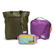Kit Aerolook - Tote Minuano + Pochete Brasco, Verde Araucária e Azul Respiro, Nécessaire Hotel Roxa da Allcatrazes