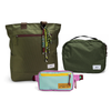 Kit Aerolook - Tote Minuano + Pochete Brasco, Verde Araucária e Azul Respiro, Nécessaire Hotel Verde Araucária da Allcatrazes