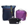 Kit Aerolook - Tote Minuano + Pochete Eclipse, Azul Aurora e Preta, Nécessaire Hotel Roxa da Allcatrazes