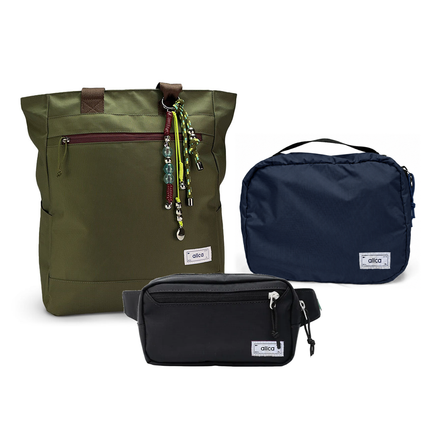 Kit Aerolook - Tote Minuano + Pochete Eclipse, Verde Araucária e Preta, Nécessaire Hotel Azul Aurora da Allcatrazes