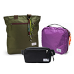 Kit Aerolook - Tote Minuano + Pochete Eclipse, Verde Araucária e Preta, Nécessaire Hotel Roxa da Allcatrazes