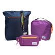 Kit Aerolook - Tote Minuano + Pochete The Summer Hunter, Azul Aurora e Roxo Viagem, Nécessaire Hotel Roxa da Allcatrazes