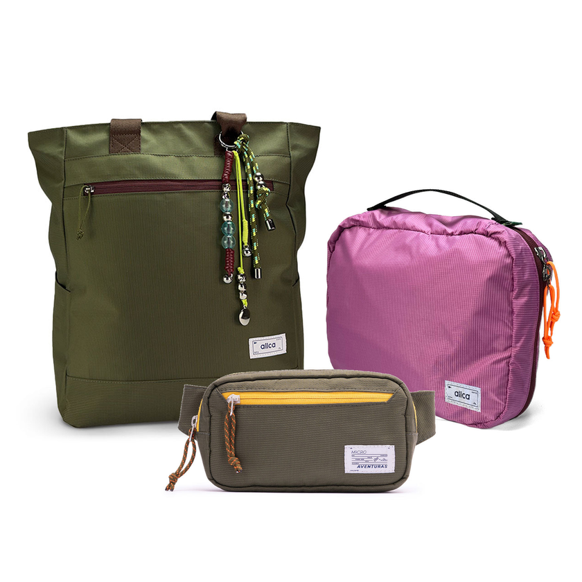 Kit Aerolook - Tote Minuano + Pochete The Summer Hunter, Verde Araucária e Verde Cachoeira, Nécessaire Hotel Rosa da Allcatrazes