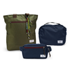 Kit Aerolook Minuano com Tote Verde Araucária com charm, Pochete Azul Aurora e Nécessaire Hotel Azul Aurora da Allcatrazes