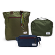 Kit Aerolook Minuano com Tote Verde Araucária com charm, Pochete Azul Aurora e Nécessaire Hotel Verde Araucária da Allcatrazes