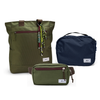 Kit Aerolook Minuano com Tote Verde Araucária com charm, Pochete Verde Araucária e Nécessaire Hotel Azul Aurora da Allcatrazes