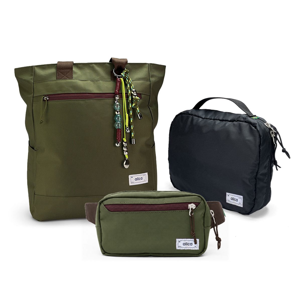 Kit Aerolook com Minuano, Verde Araucária e Verde Araucária, com Nécessaire Hotel preta da Allcatrazes