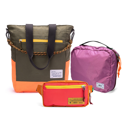 Kit Aerolook - Tote The Summer Hunter + Pochete Brasco, Verde Cachoeira e Coral Esquina, Nécessaire Hotel Rosa da Allcatrazes