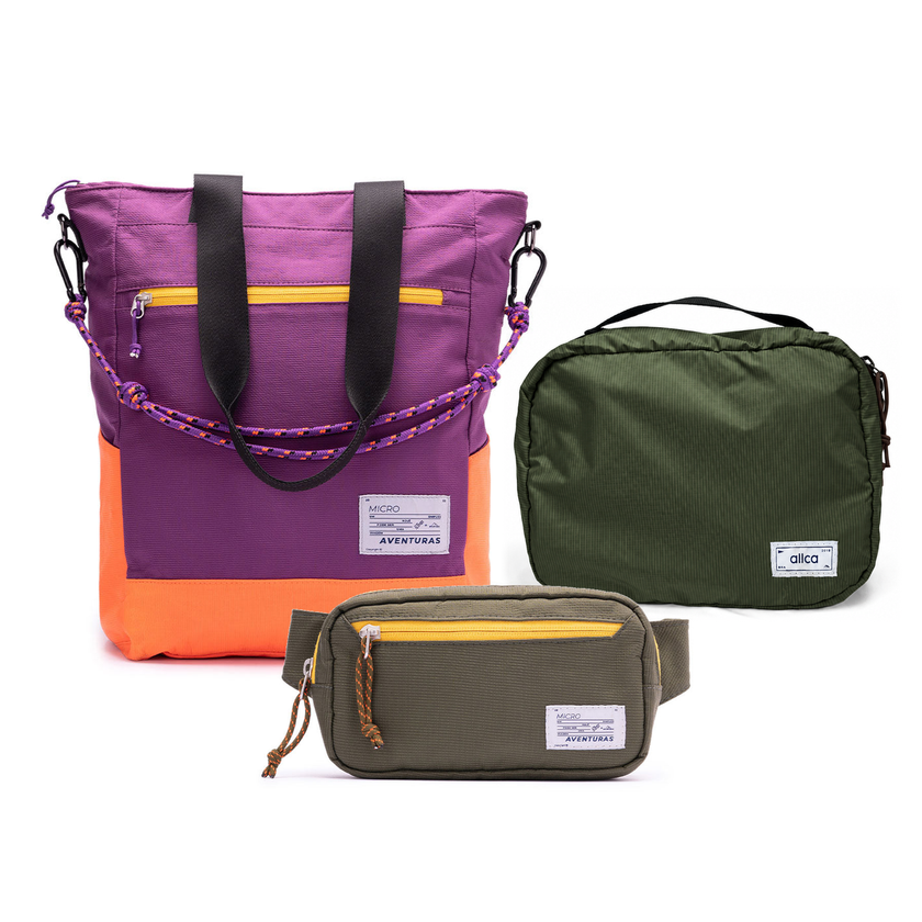 Kit Aerolook - The Summer Hunter, Roxo Viagem e Verde Cachoeira, Nécessaire Hotel Verde Araucária da Allcatrazes