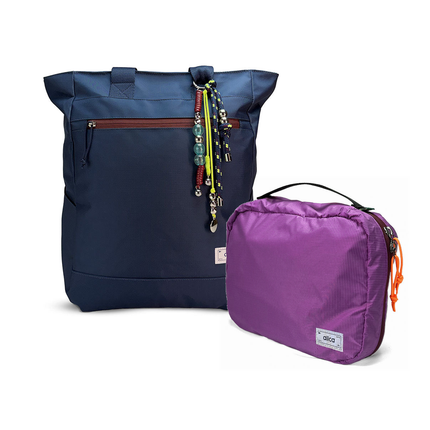 Kit Bagagem de Mão - Minuano, Azul Aurora / Com charm e Roxa, Nécessaire Hotel Roxa da Allcatrazes