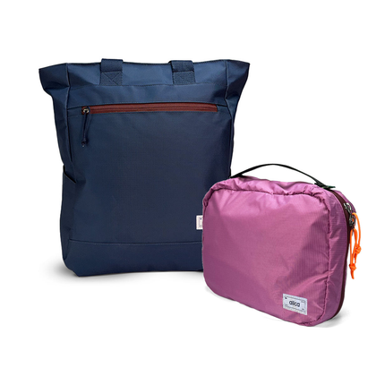 Kit Bagagem de Mão - Minuano, Azul Aurora / Sem Charm e Rosa, Nécessaire Hotel Rosa da Allcatrazes