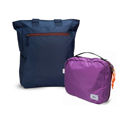 Kit Bagagem de Mão - Minuano, Azul Aurora / Sem Charm e Roxa, Nécessaire Hotel Roxa da Allcatrazes