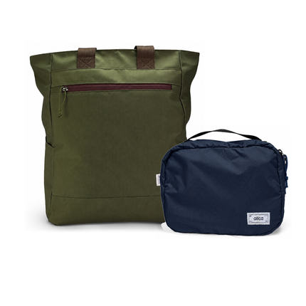 Kit Bagagem de Mão - Minuano, Verde Araucária / Sem Charm e Azul Aurora, Nécessaire Hotel Azul Aurora da Allcatrazes