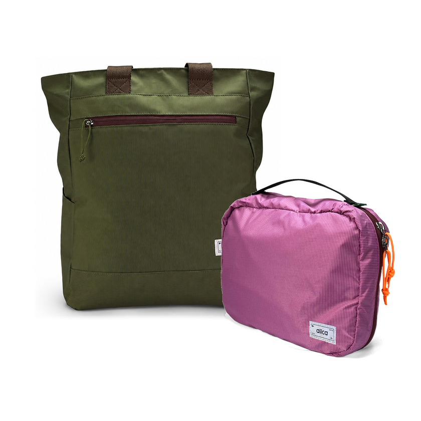 Kit Bagagem de Mão - Minuano, Verde Araucária / Sem Charm e Rosa, Nécessaire Hotel Rosa da Allcatrazes