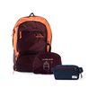 Kit Bagagem Leve - Pochete - Minuano com Mochila Charlie Dobrável 25L Bordô | Laranja e Pochete Minuano Azul Aurora da Allcatrazes