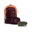 Kit Bagagem Leve - Pochete - Minuano com Mochila Charlie Dobrável 25L Bordô | Laranja e Pochete Minuano Verde Araucária da Allcatrazes