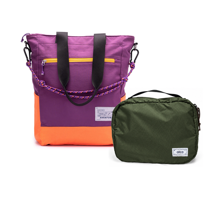 Kit Bagagem de Mão - The Summer Hunter, Roxo Viagem e Verde Araucária, Nécessaire Hotel Verde Araucária da Allcatrazes
