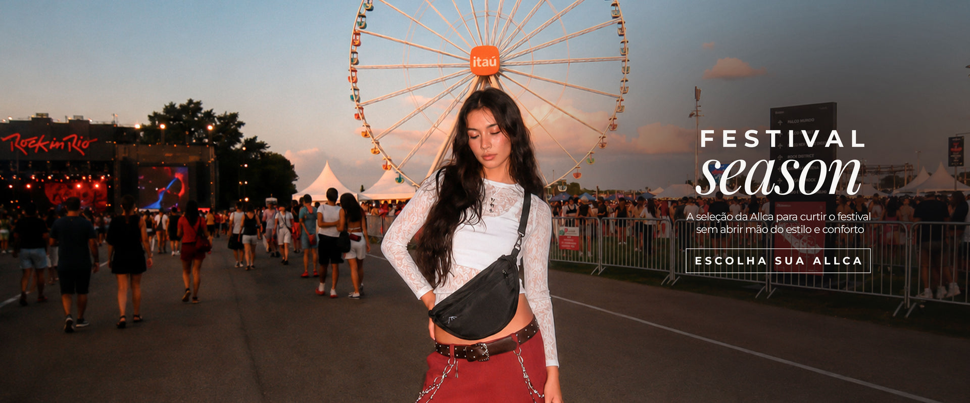 temporada de festivais no brasil mulher usando olsa ínida allcatrazes no rock in rio primavera sound bolsas e pochetes para curtir festivais