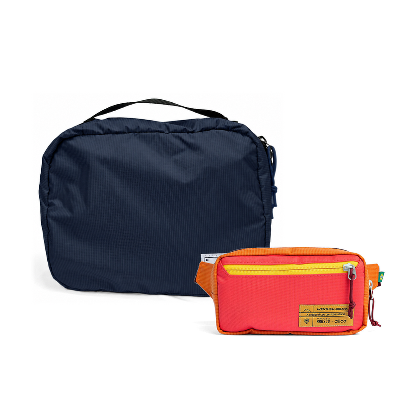 Kit Carry-on - Brasco, Azul Aurora e Coral Esquina, Nécessaire Hotel Azul Aurora da Allcatrazes