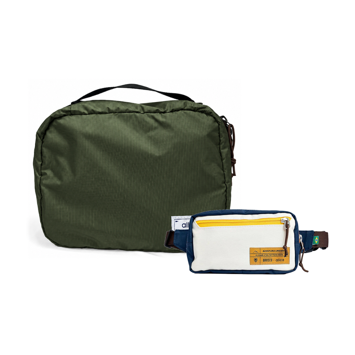 Kit Carry-on - Brasco, Verde Araucária e Off White Encontro, Nécessaire Hotel Verde Araucária da Allcatrazes