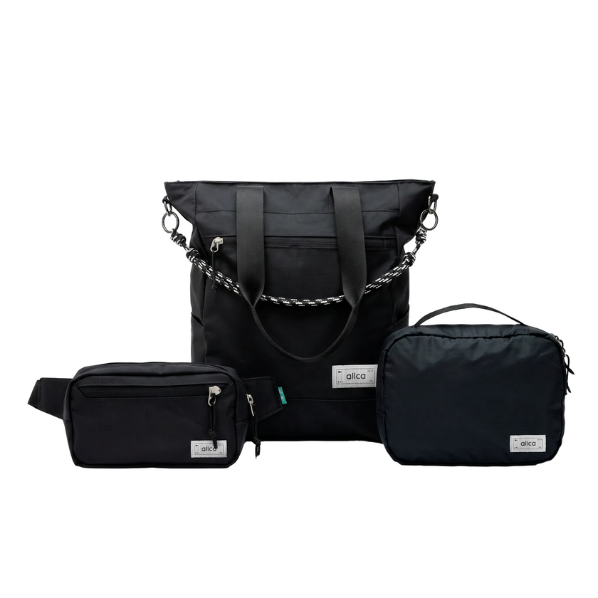 Kit Aerolook Eclipse todo preto: Tote Bag, Pochete e Nécessaire Hotel da Allcatrazes