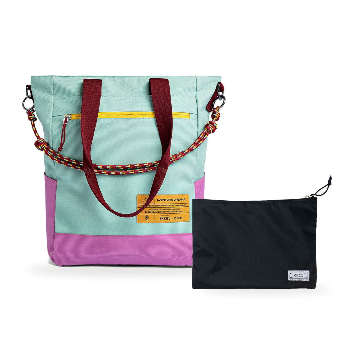 Kit Tote + Lima - Brasco — Azul Respiro com Nécessaire Lima Preto