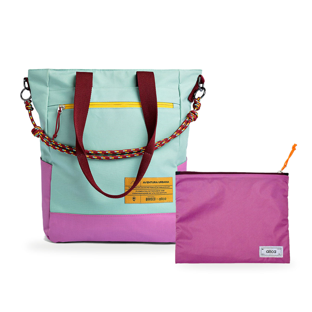 Kit Tote + Lima - Brasco — Azul Respiro com Nécessaire Lima Rosa